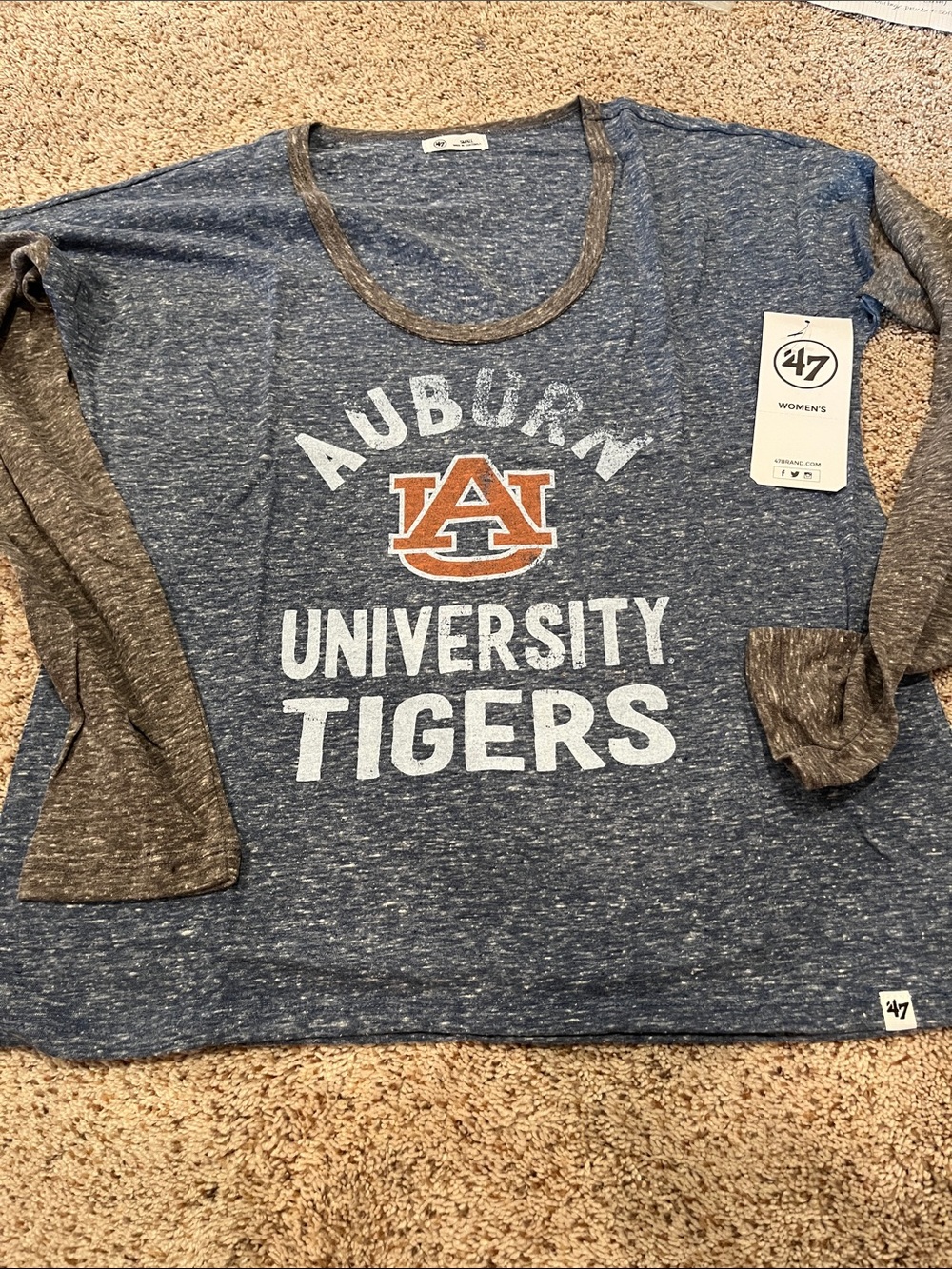 '47 Women's Auburn University Tigers Long Sleeve Tee - Blue & Orange